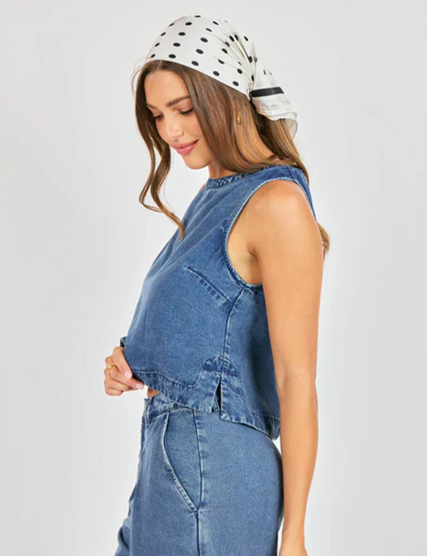 It's Pouring Sleeveless Top, Dark Chambray