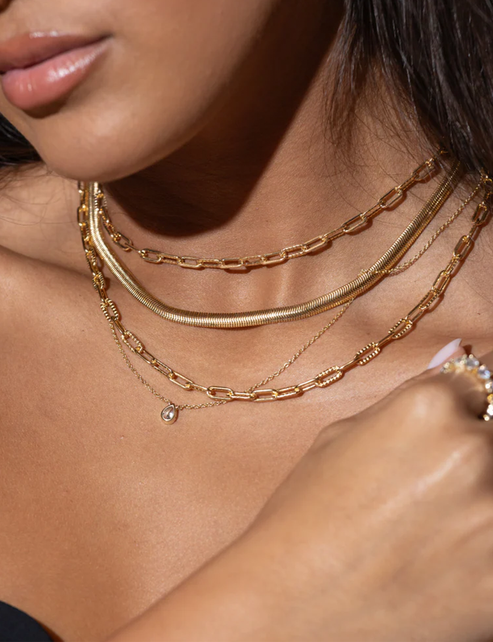 Ines Raindrop CZ Necklace, Gold Plated