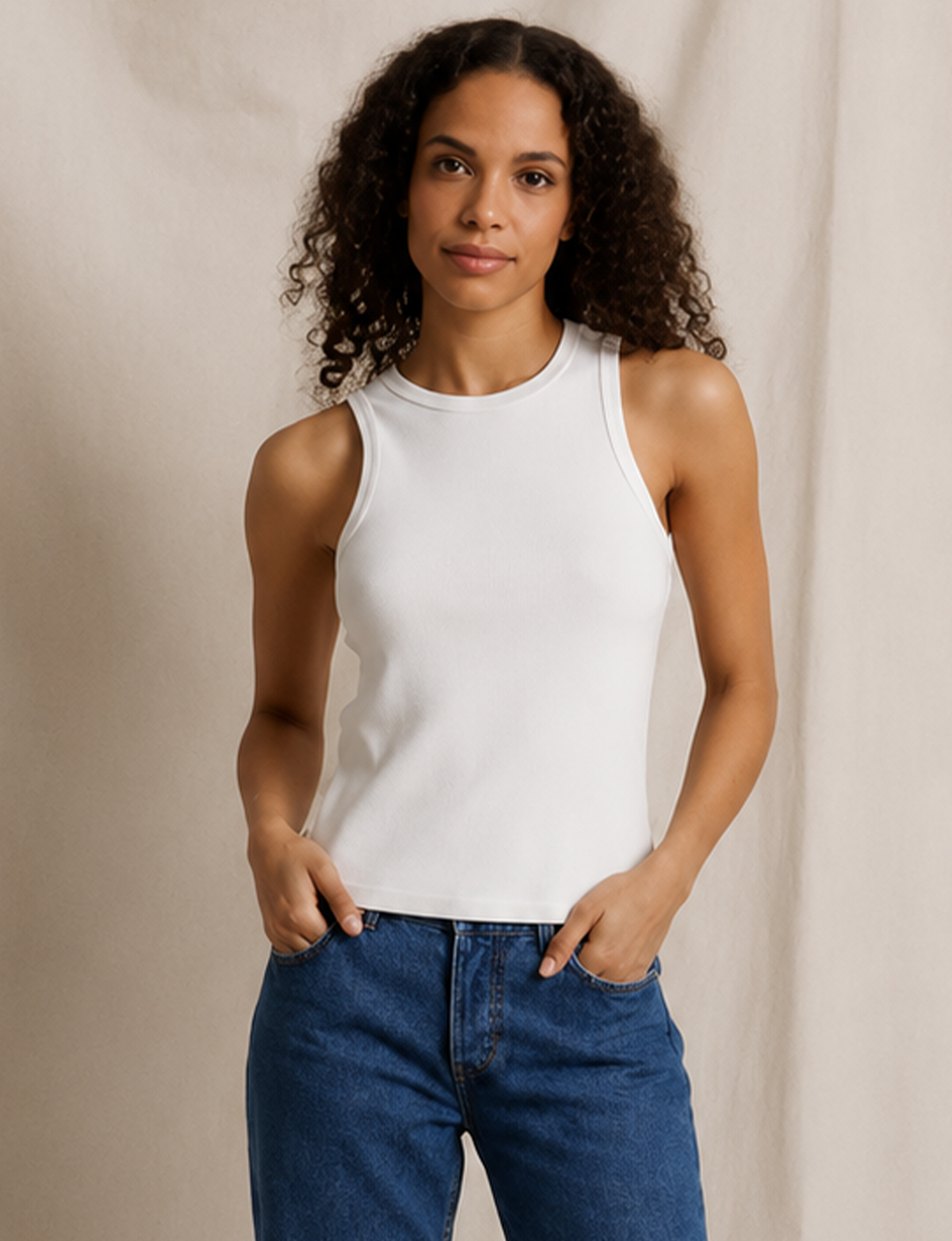 Daphne Tank, Bright Ivory