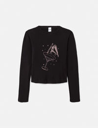 90s Baby L/S Bottoms Up Tee, Washed Black