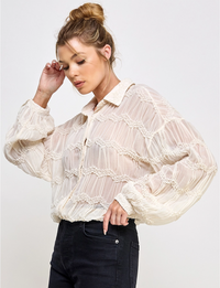 Romantic Sheer Blouse, Butter Cream
