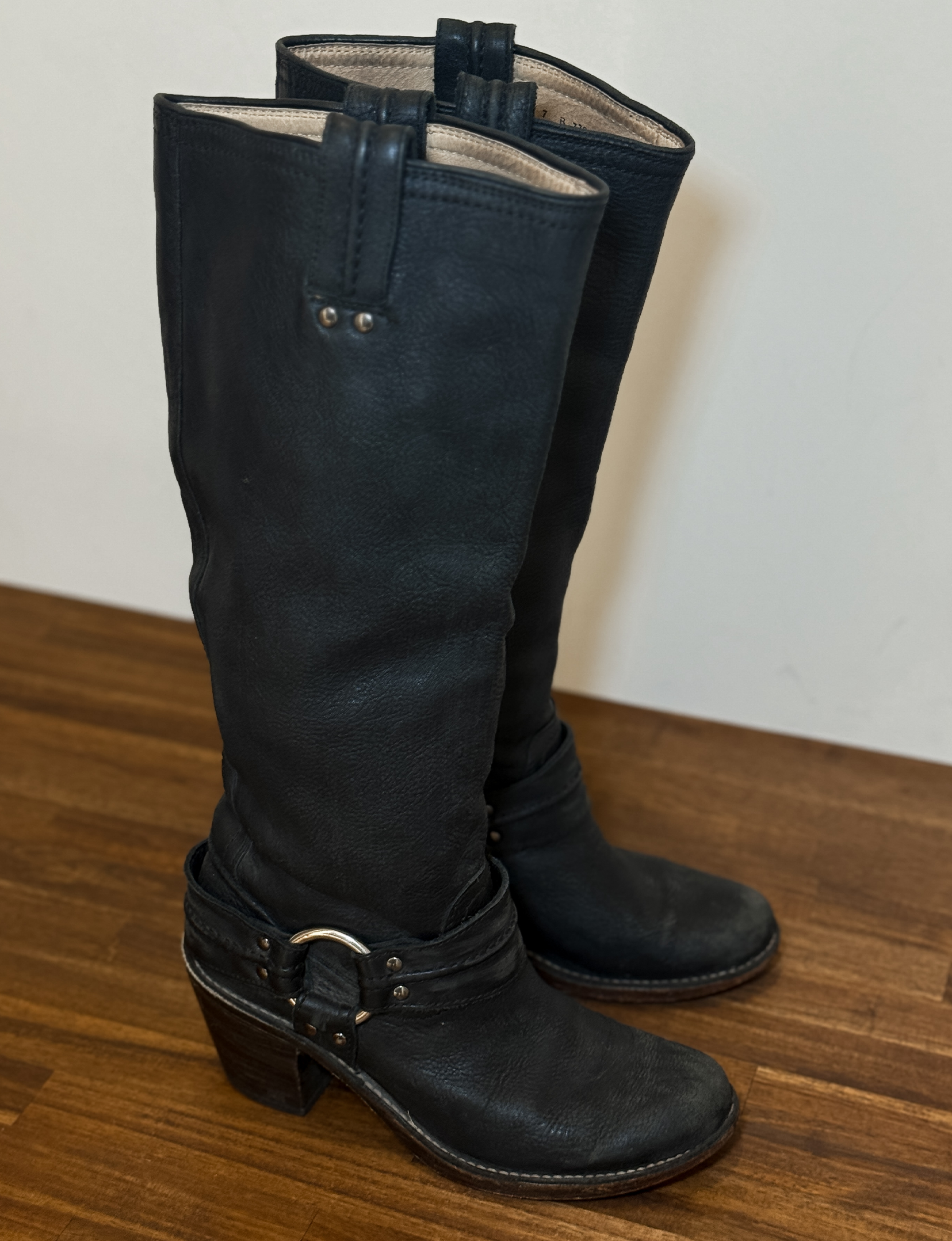 Frye Tall Harness Boots, Black Leather