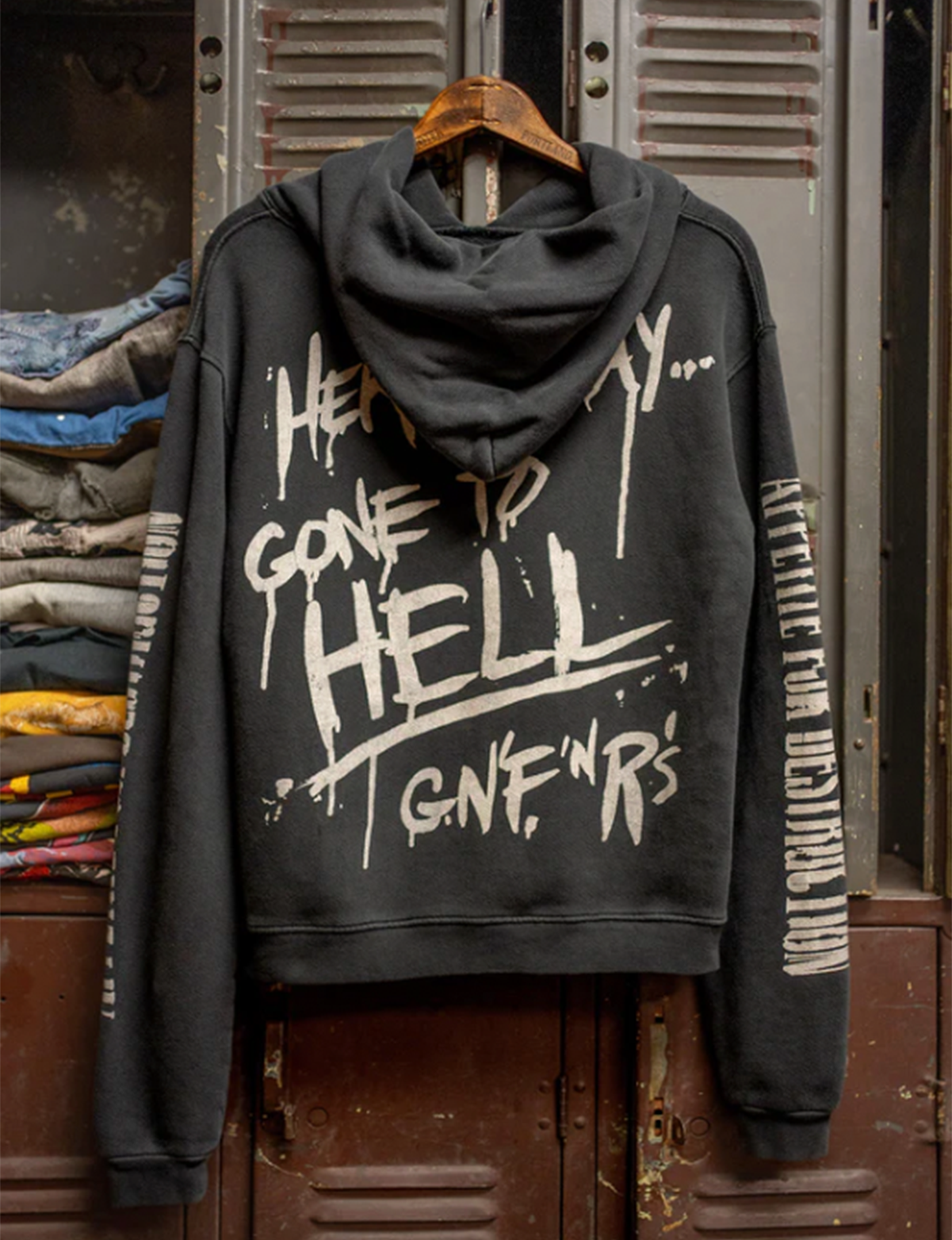 Guns N' Roses 'Here Today Gone To Hell' Oversized Hoodie, Coal