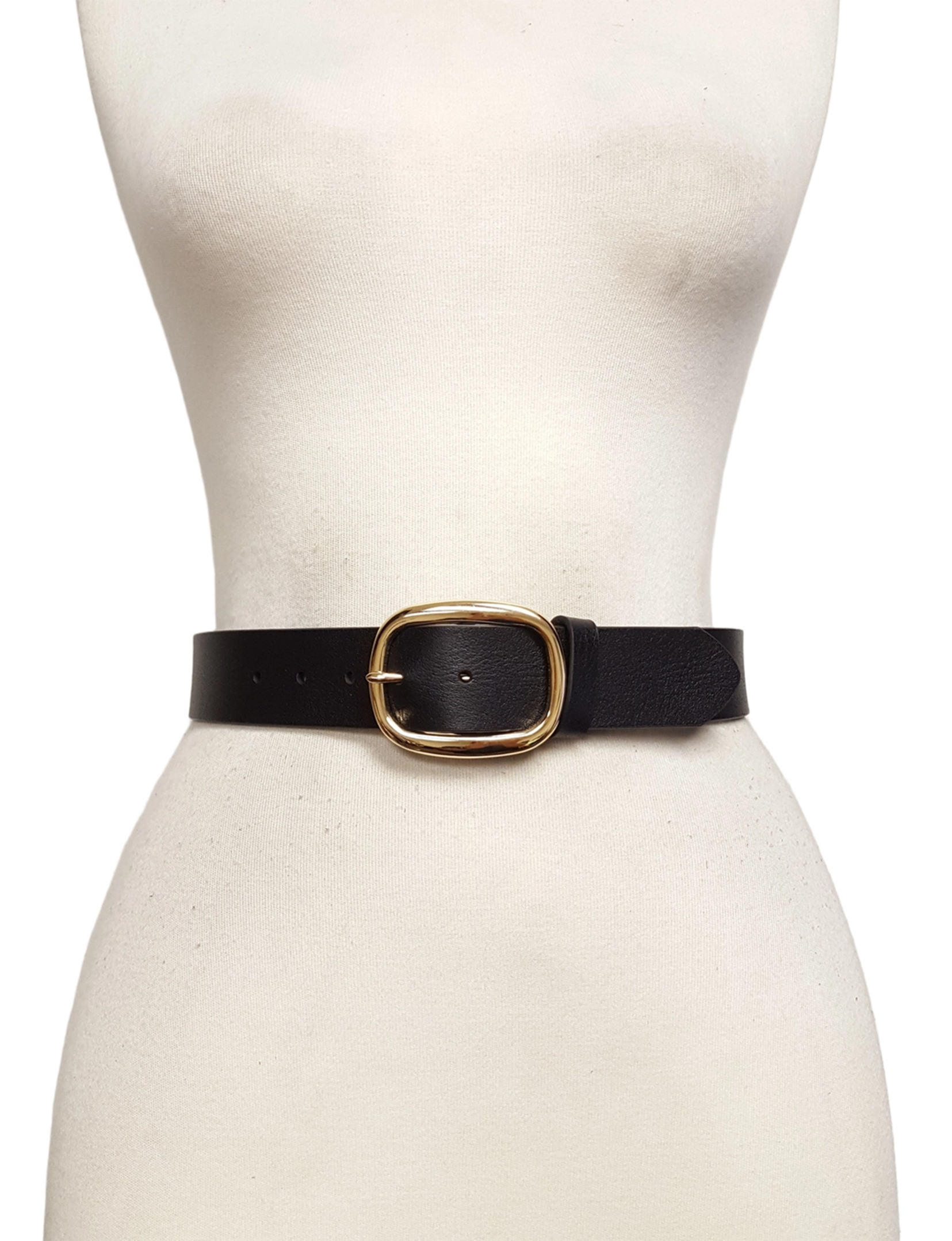 Casual Gold Buckle Belt, Black