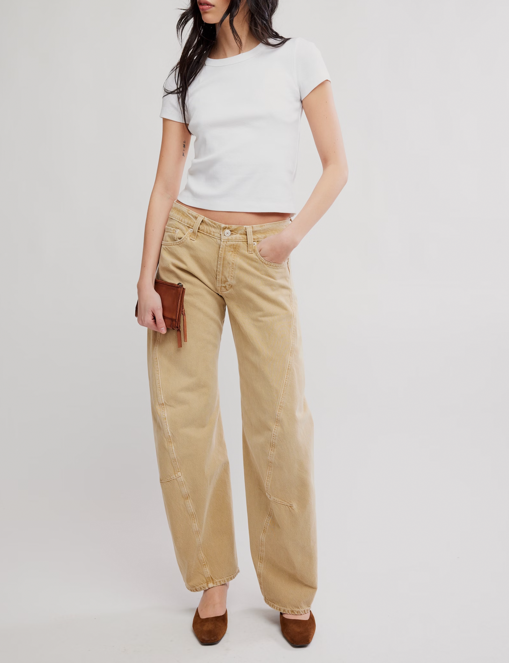 Fable Twisted Seam Jean, Oat Latte