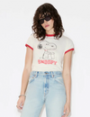 60s Slim Ringer Snoopy Tee, Vintage White/Crimson