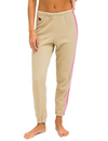 5 Stripe Womens Sweatpant, Sand/Pink Green