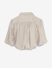 SS Cropped Button Up Blouse, Tan