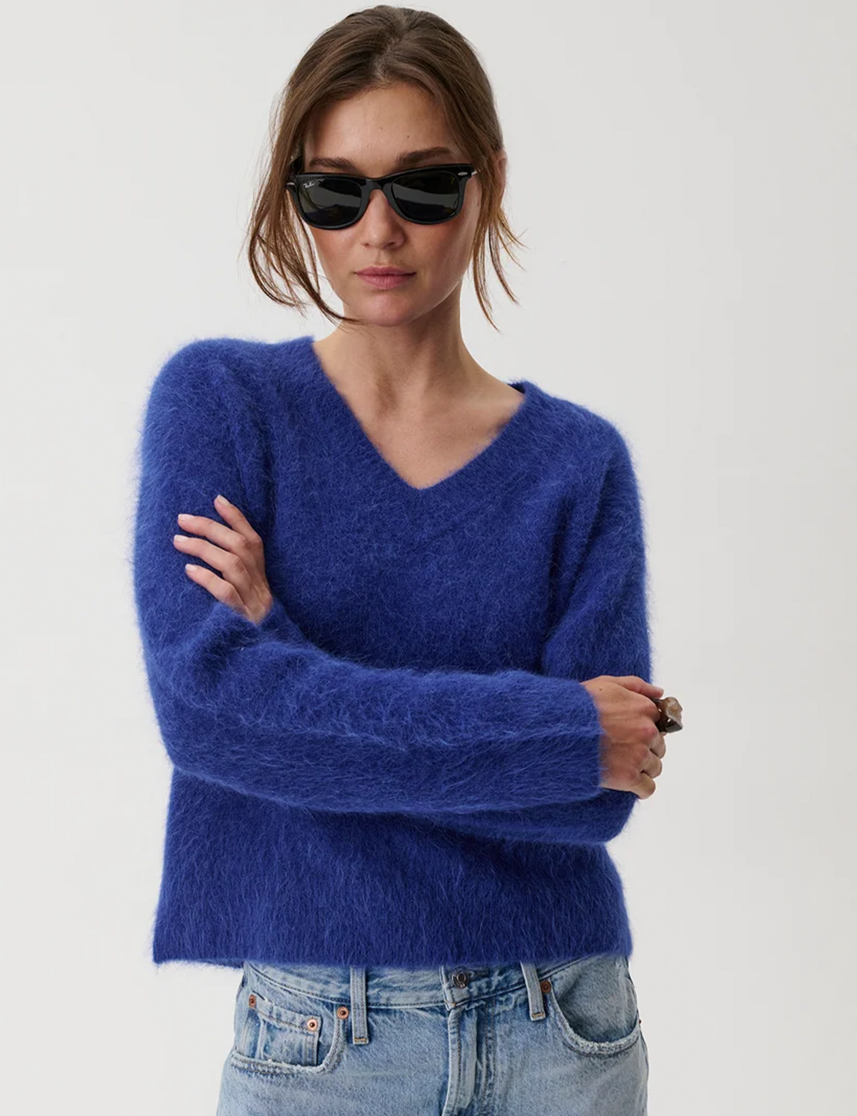 Kit V-Neck Pullover Sweater, Sapphire