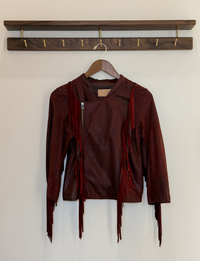Cleo Bella Fringe Suede Jacket, Red