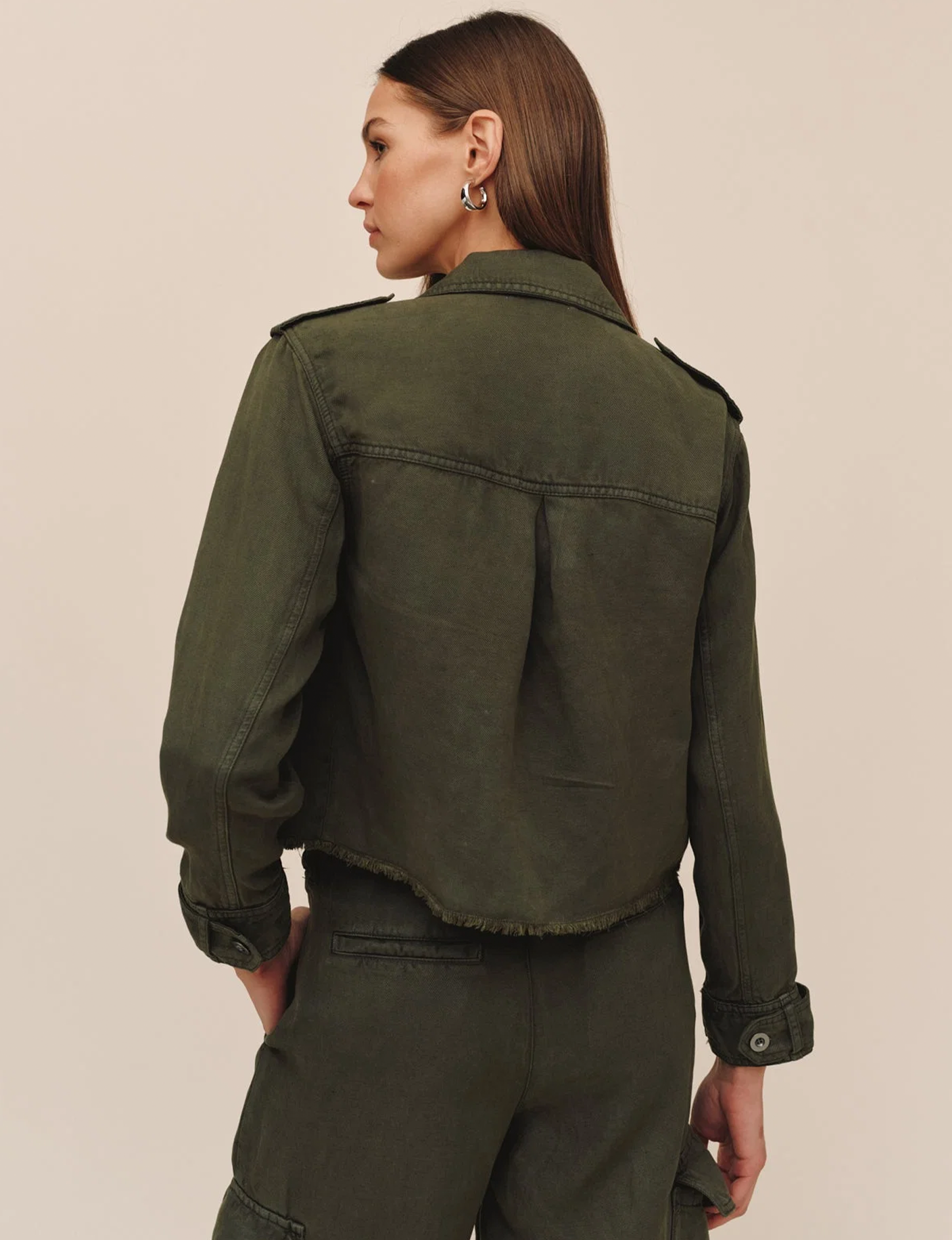 Cropped Utility Jacket, Smoked Olive