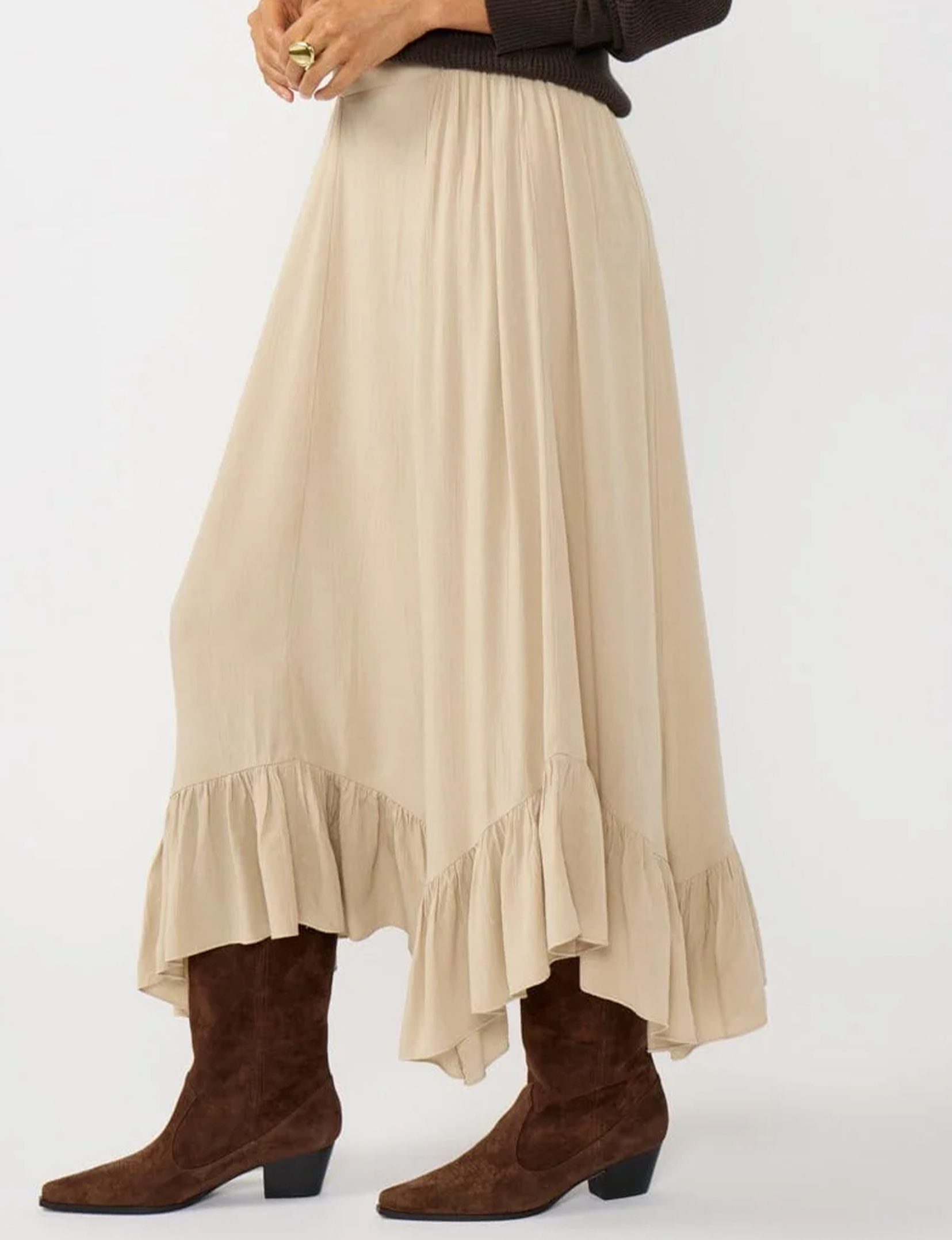 Bohemian Ruffle Skirt, Taupe