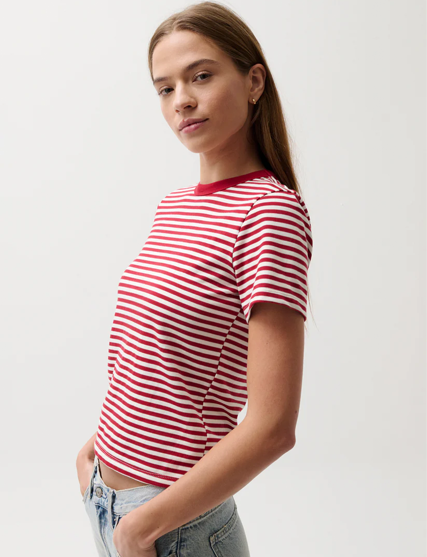 Alba Shrunken Tee, Racer Red