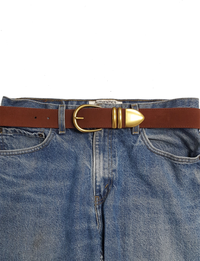 Casual Gold Buckle Belt, Brown