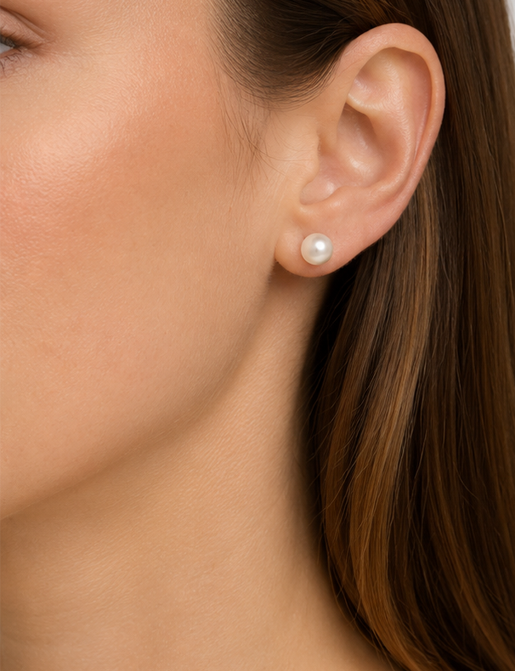 Jackie O. Pearl Studs, Gold