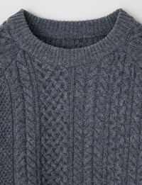 Panel Cable Pullover, Gray