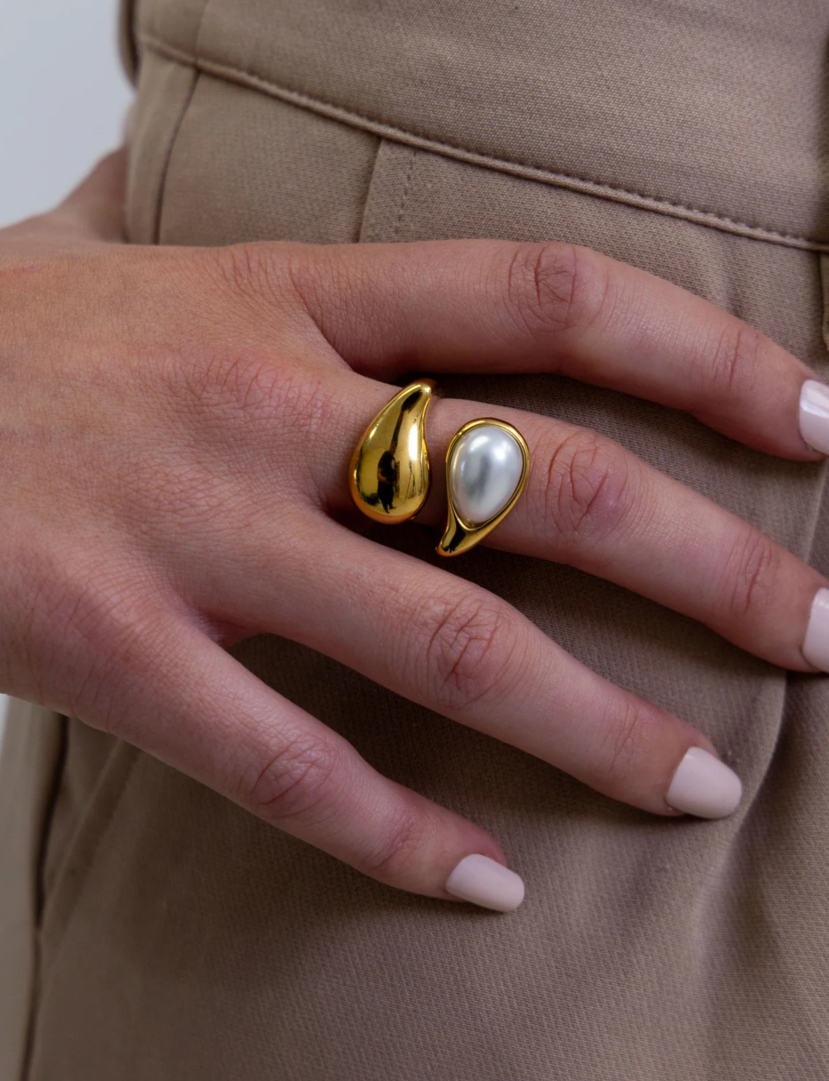 Cami Stacked Ring, Pearl