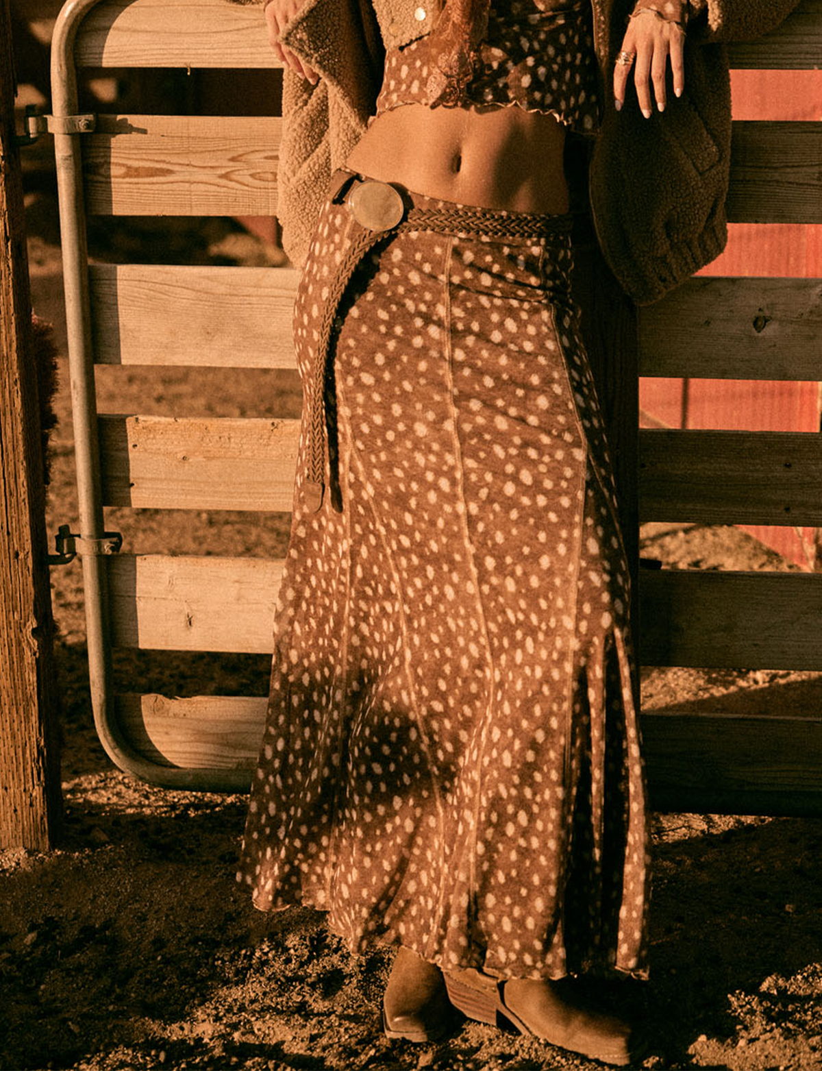 Antelope Maxi Skirt, Polka Dot/Taupe