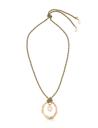 Nautical Pearl Necklace, Gold/Beige