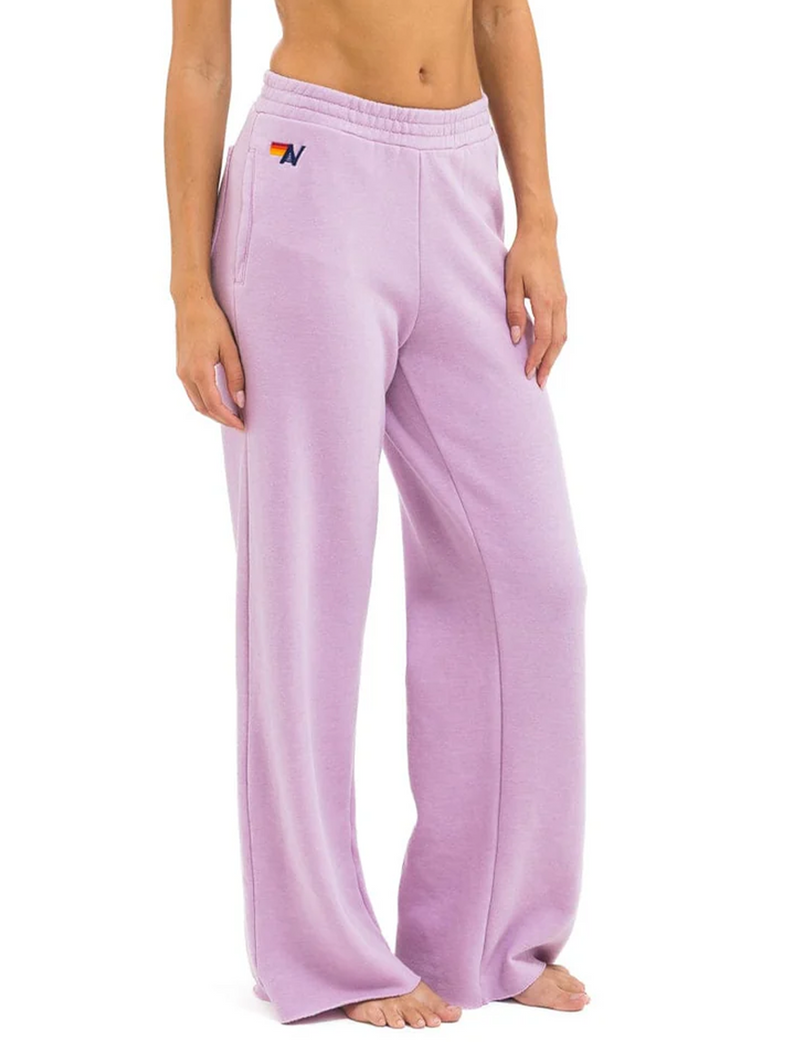 5 Stripe Wide Leg Pocket Sweatpants, Mauve/Magenta Orange
