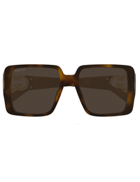 GG Logo Square Frame Sunglasses, Havana/Brown