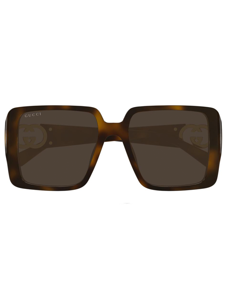 GG Logo Square Frame Sunglasses, Havana/Brown