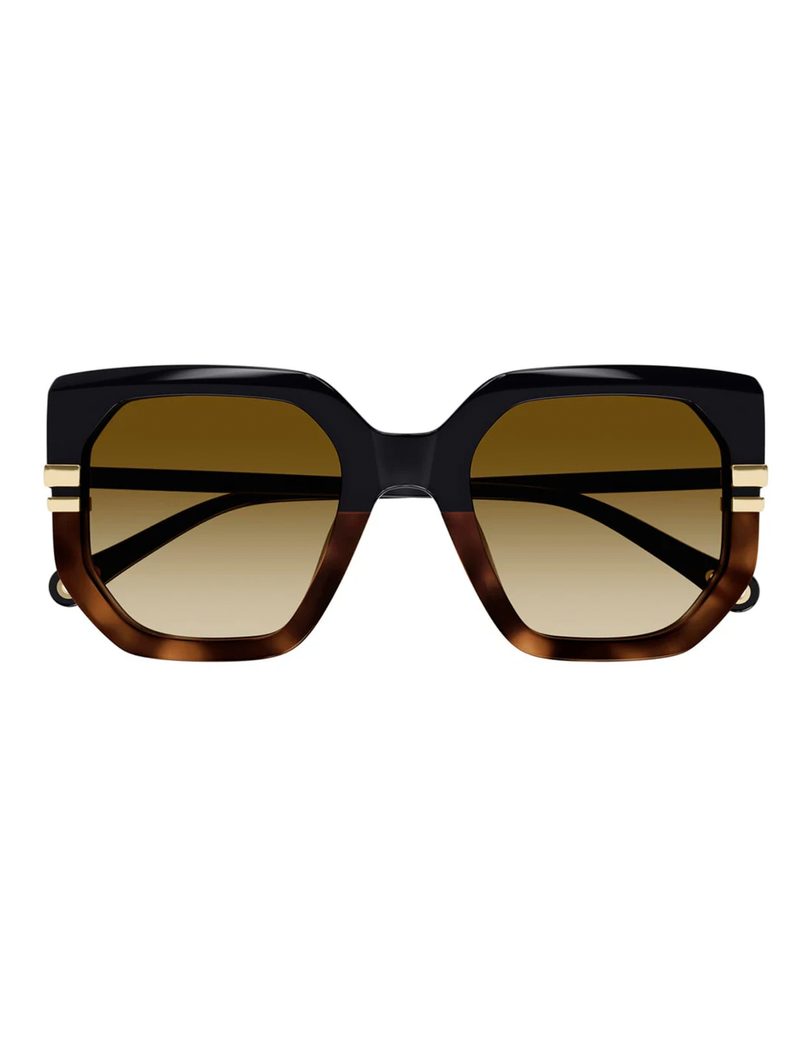 West Oversized Recycled Sunglasses, Black/Brown