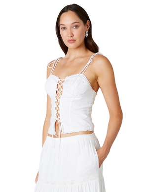 Hiro Front Lace Up Top, White
