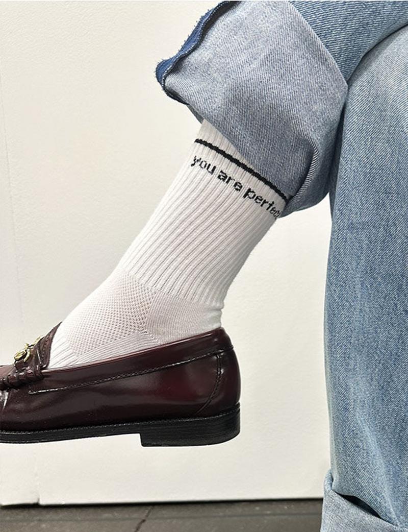 'You Are Perfect' Socks, White