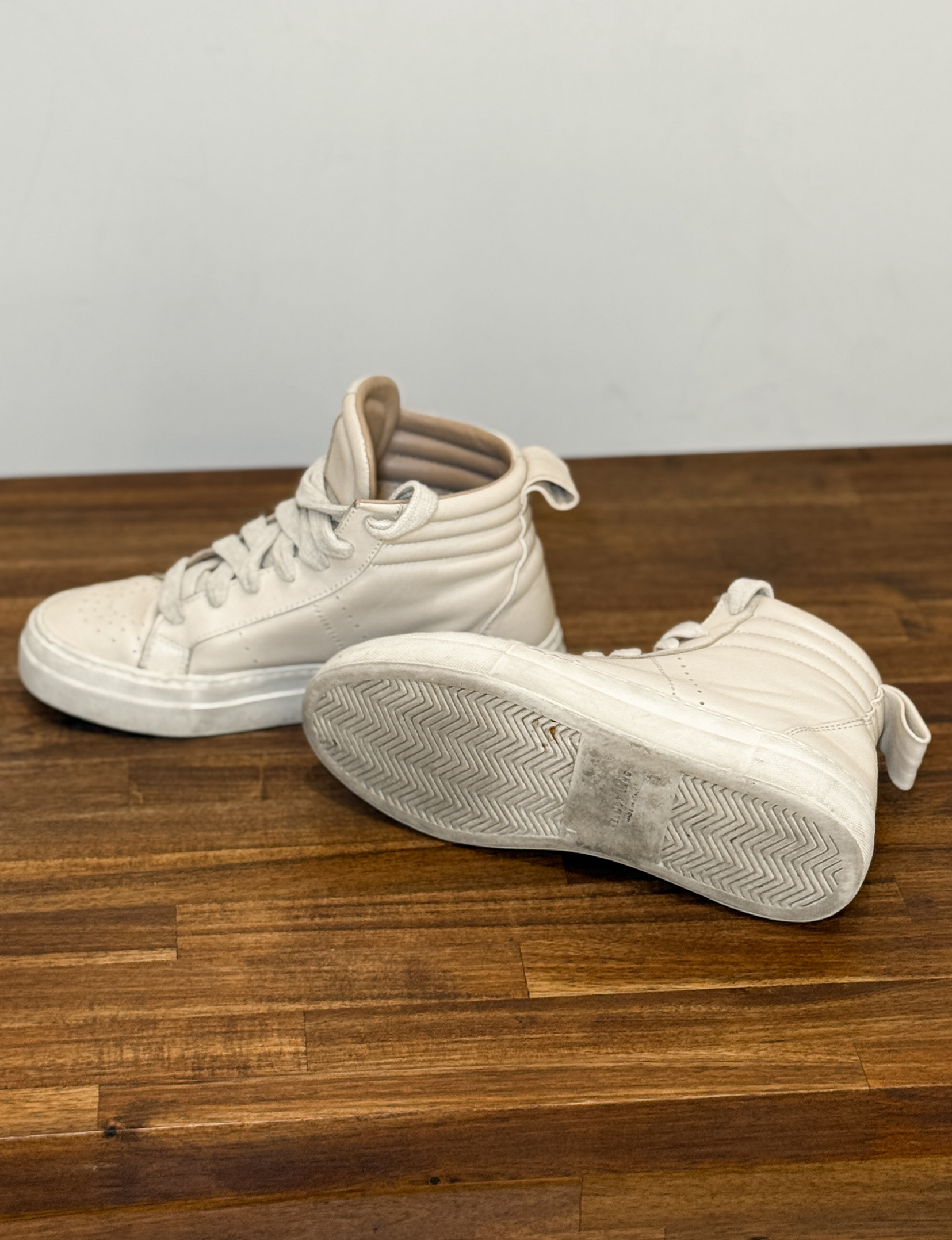 Helmut Lang Leather High Top Sneakers, Cream