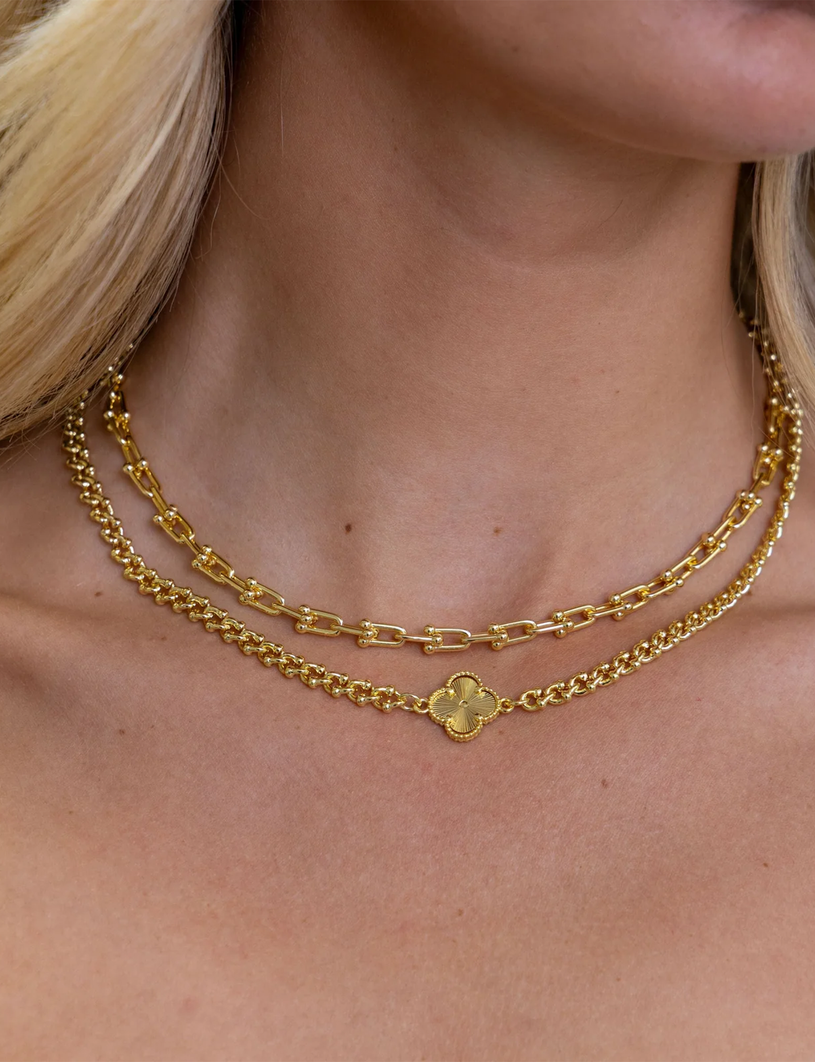 Rosalie Clover Chain Necklace, Gold