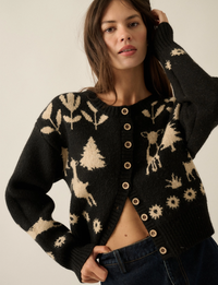 Forest Motif Sweater, Black