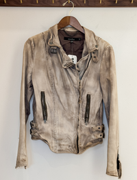 Muubaa Leather Jacket, Washed Bone