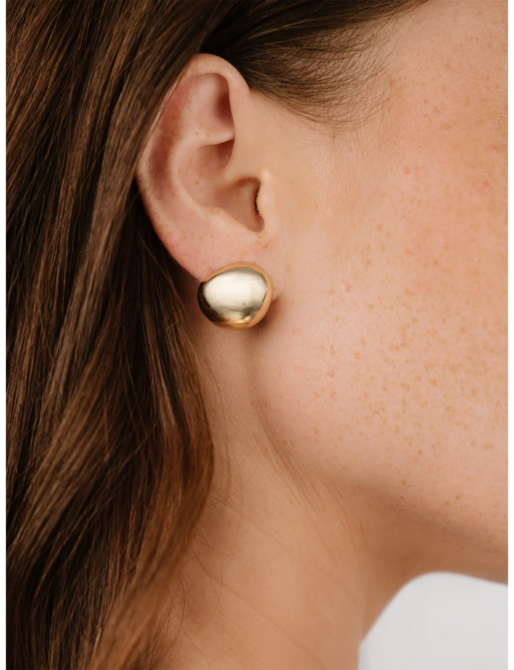 Polished Pebble Studs, Gold
