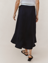 Ruffle Wrap Skirt, Black