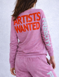 Artists Wanted L/S Tee, Pink Juice/Silver