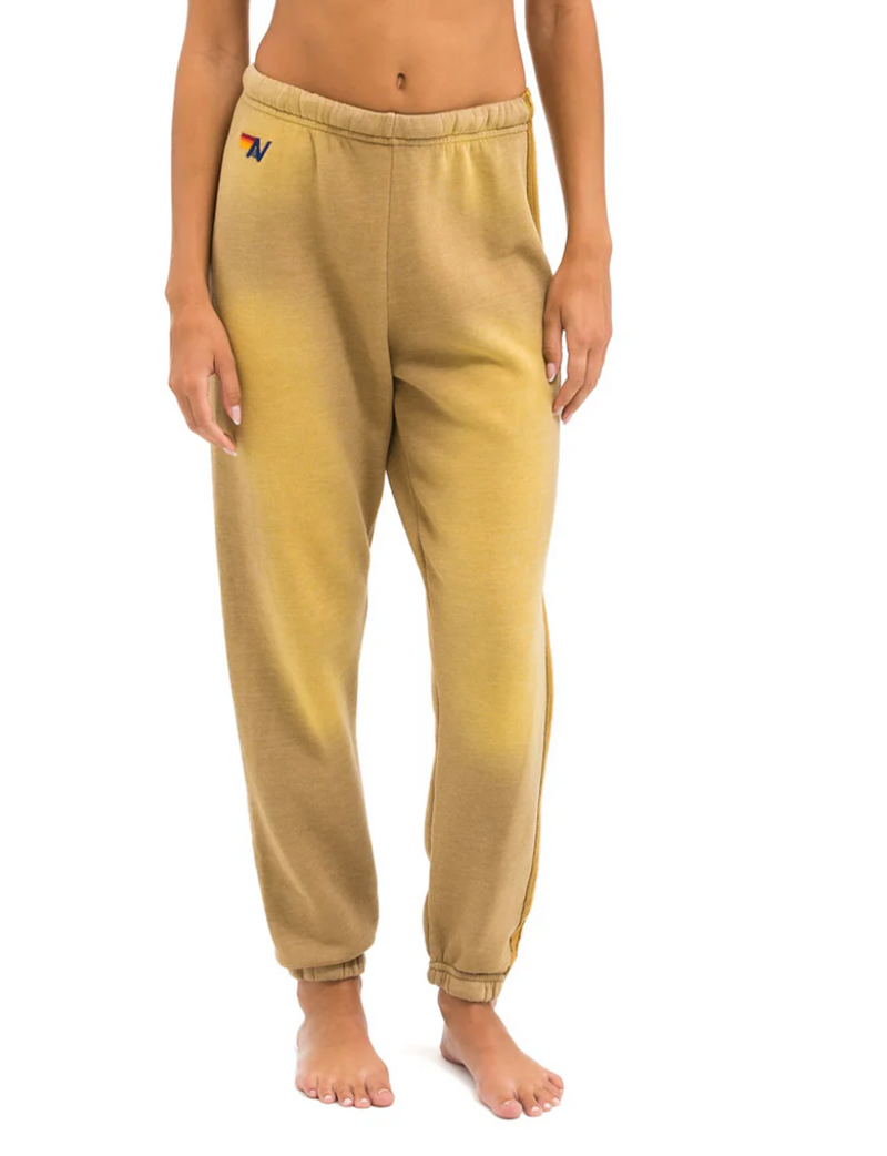 5 Stripe Women's Sweatpants, Faded Tan