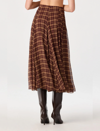 Fiori Skirt, Brown Plaid