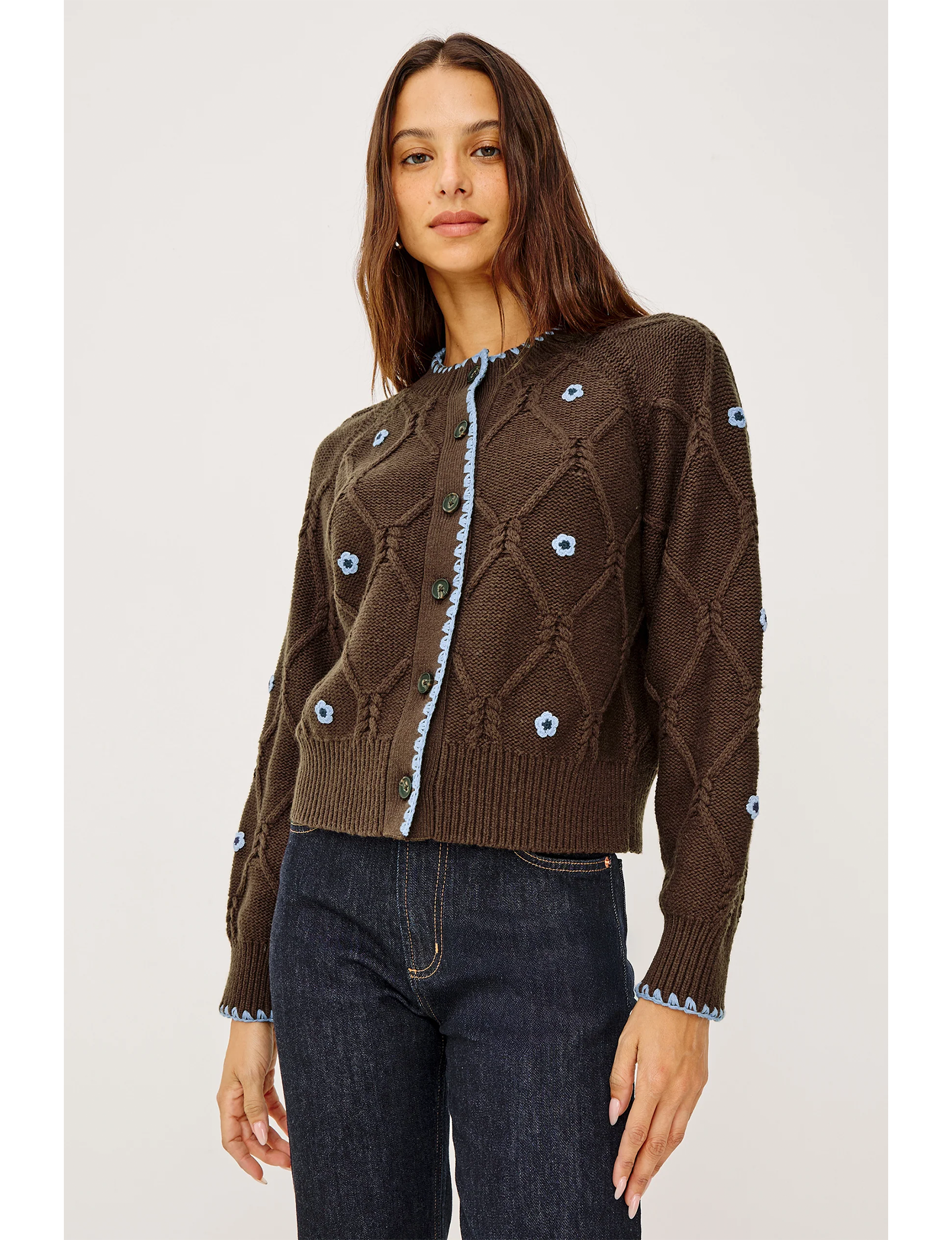 Laurie Cardigan, Walnut Daisy