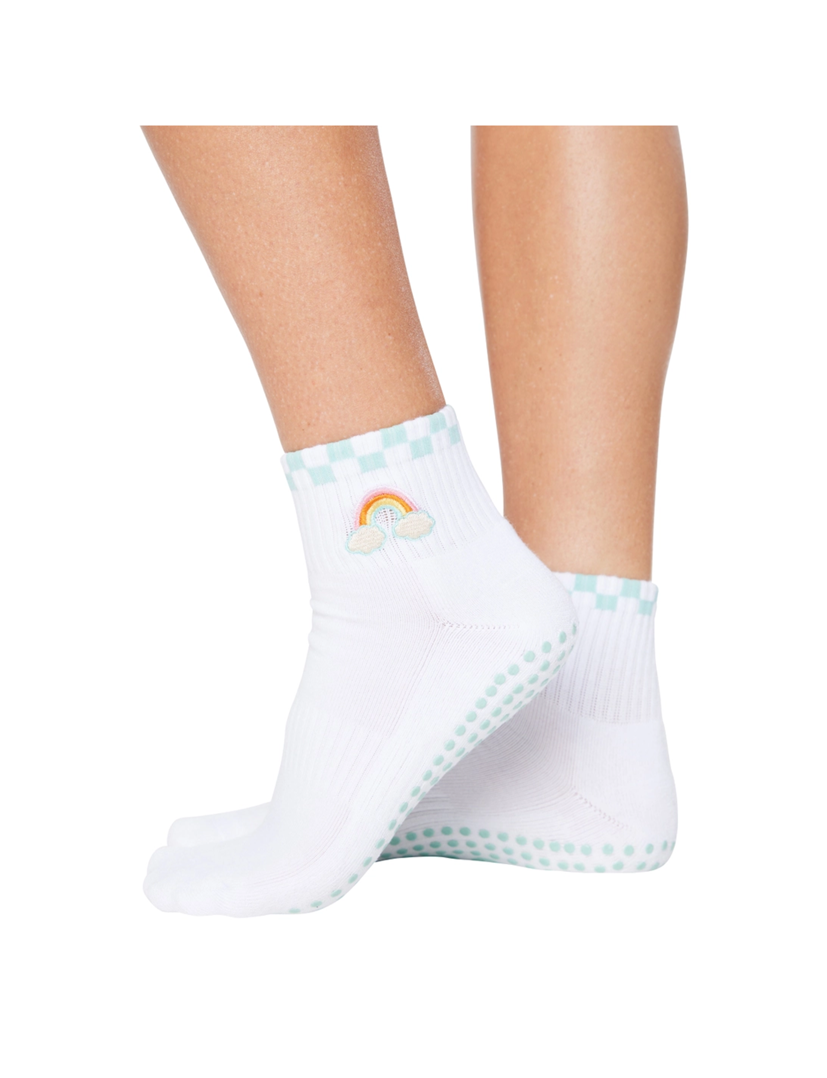 Rainbow Socks, White/Mint