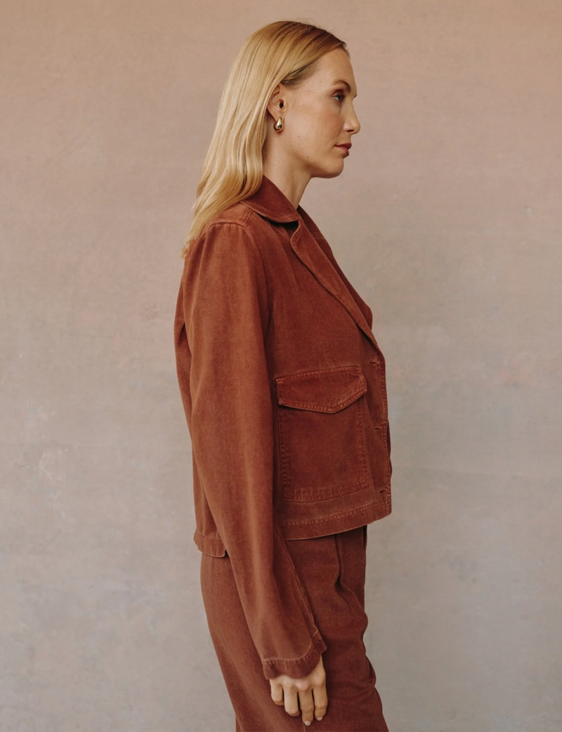 Utility Cropped Coat, Honey Oak
