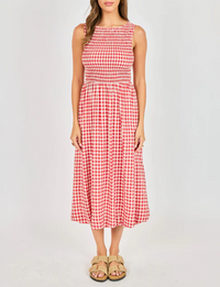 Apple Butter Midi Dress, Red/Ivory