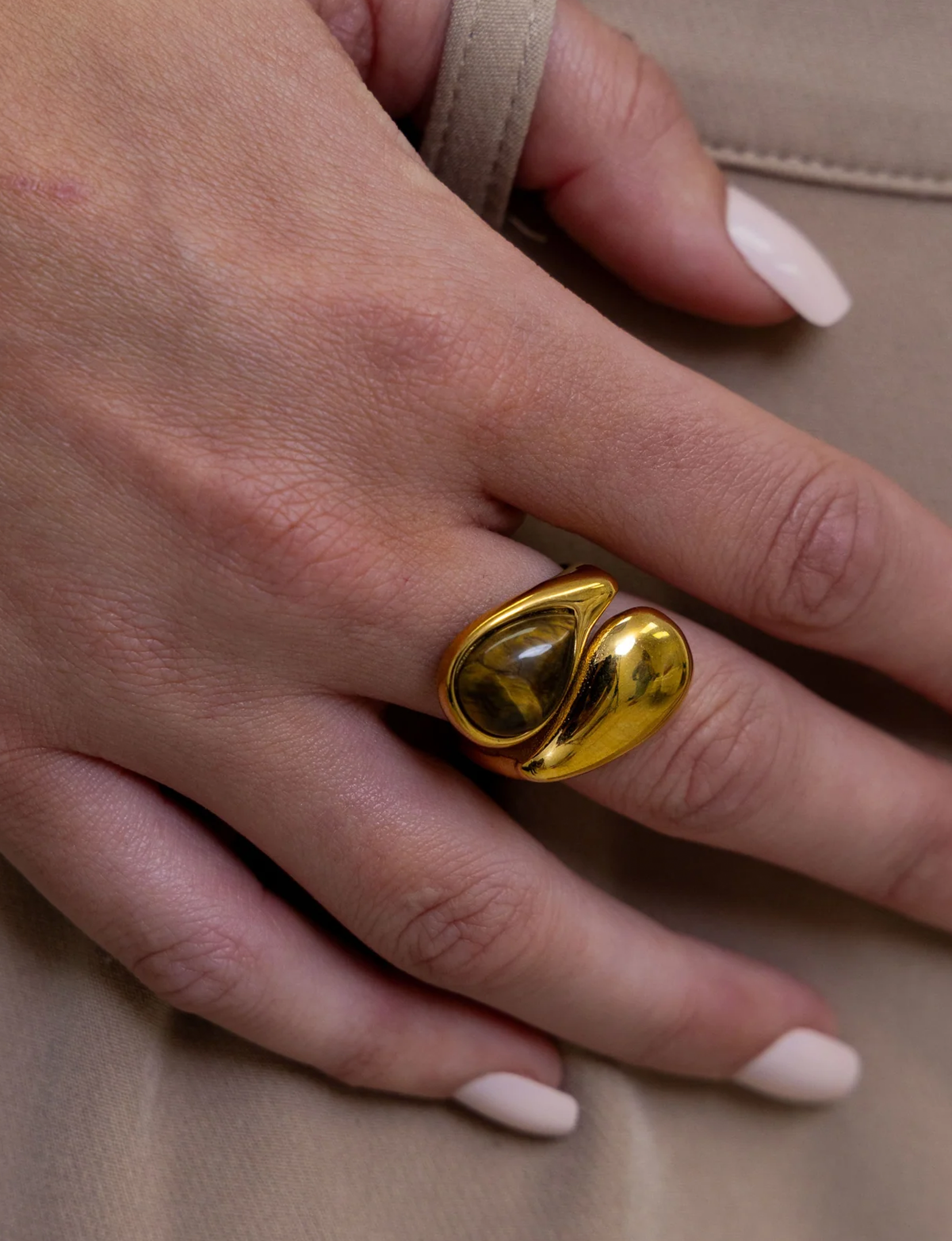 Cami Stacked Ring, Tiger Eye