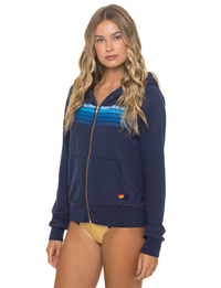 5 Stripe Zip Hoodie, Navy/Blue