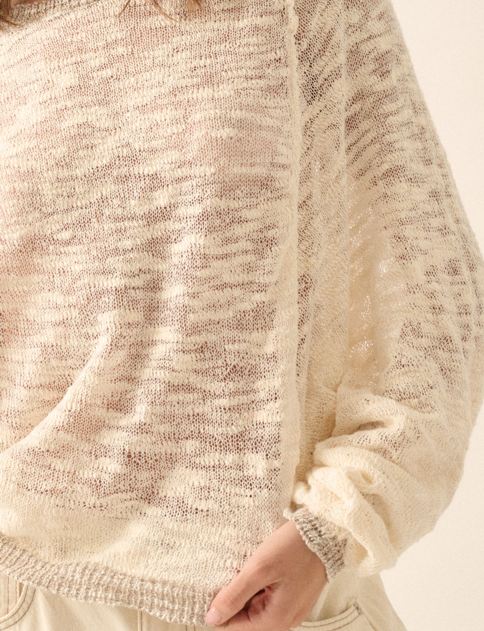 Burnout Dolman Sweater, Cream