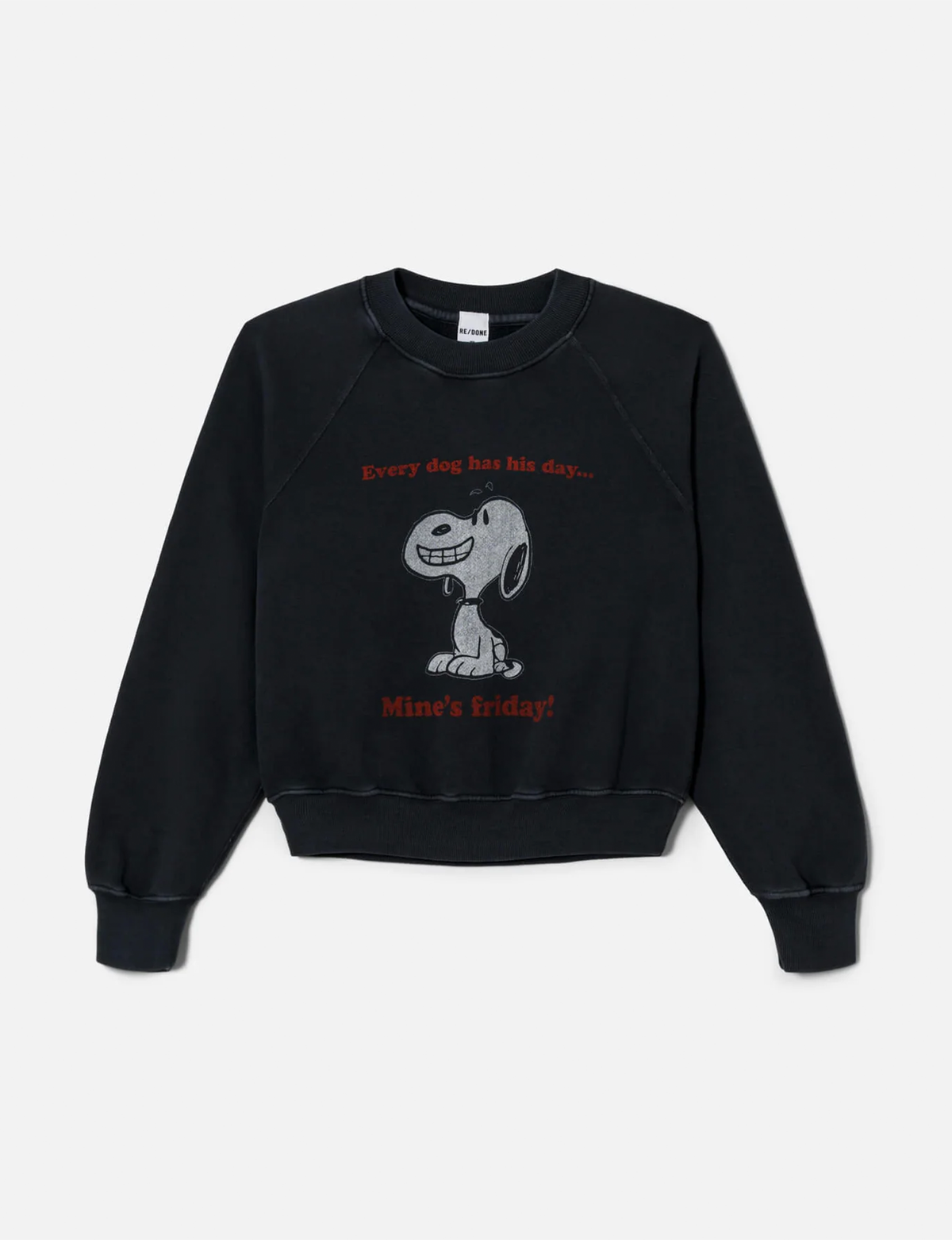 Snoopy Friday Classic Crewneck, Washed Black
