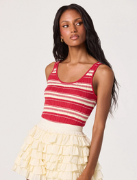 Kaylea Sweater Top, Red Stripe