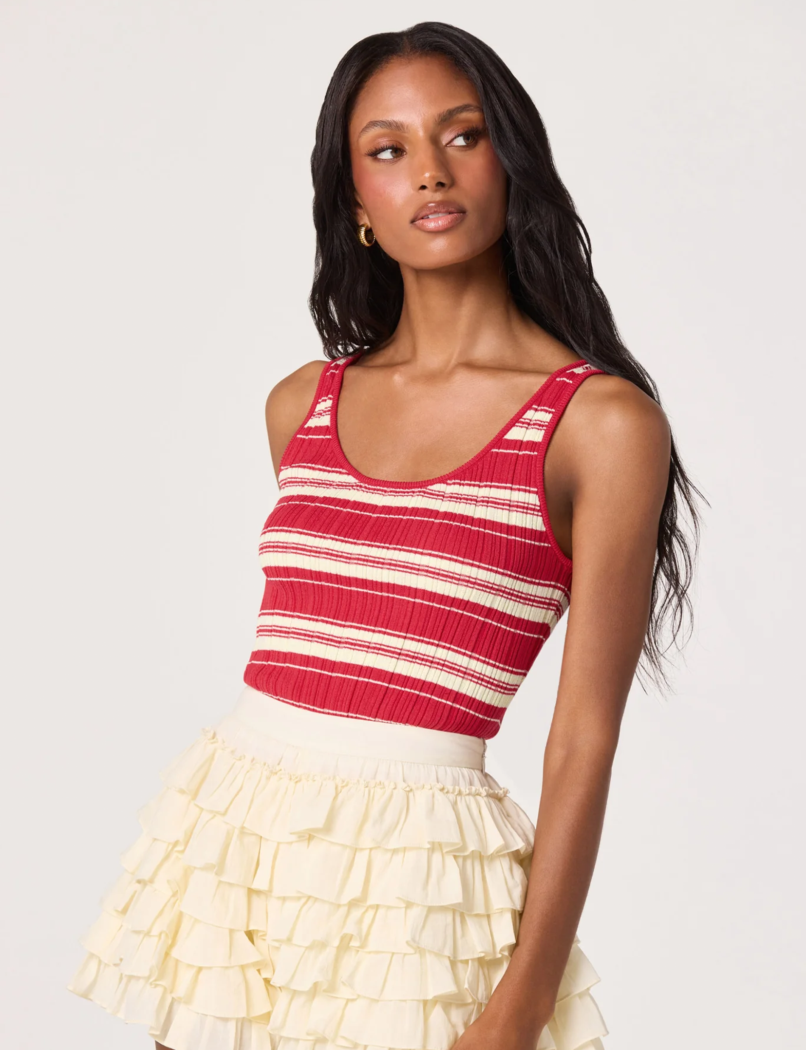 Kaylea Sweater Top, Red Stripe