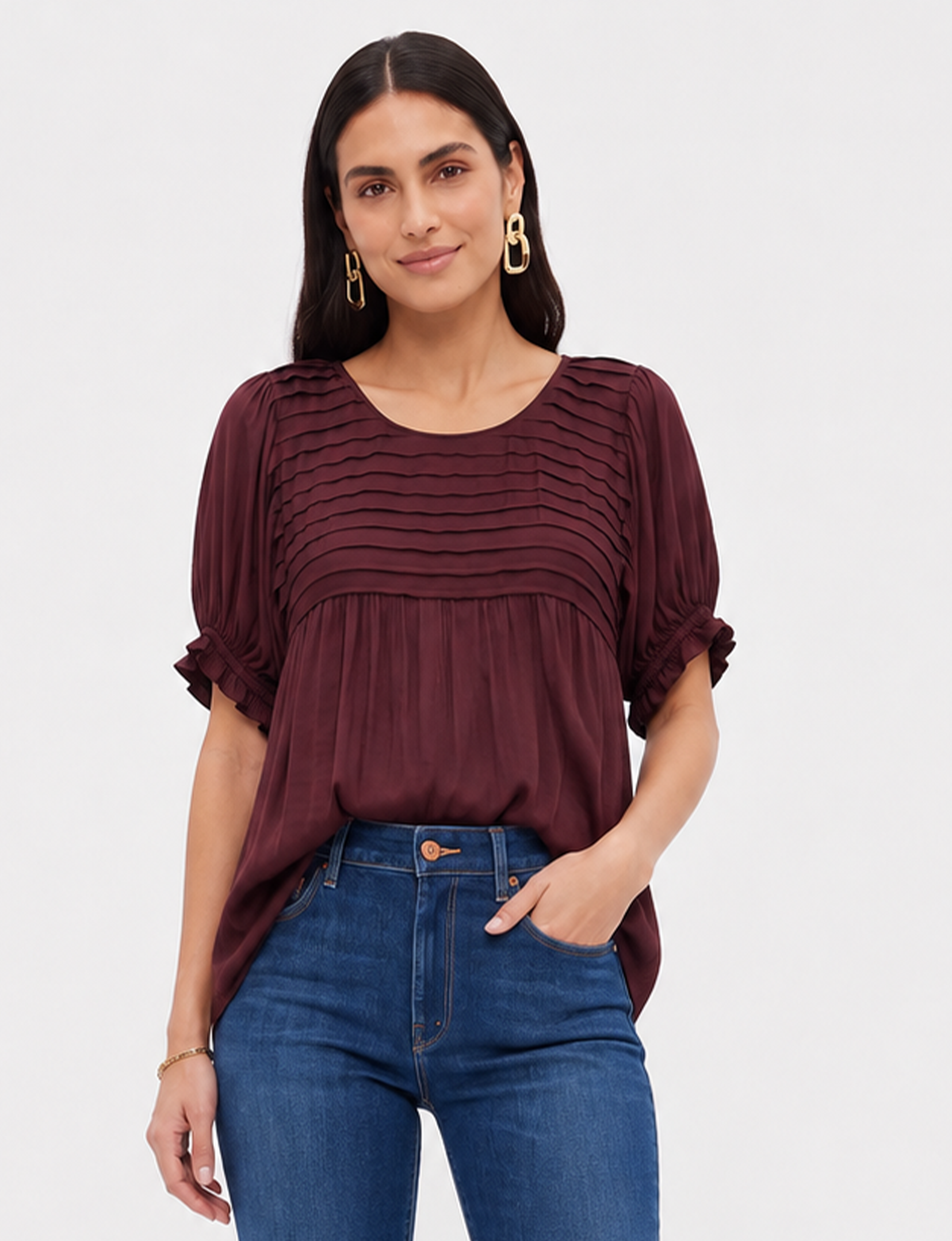 Pintuck Top, Merlot