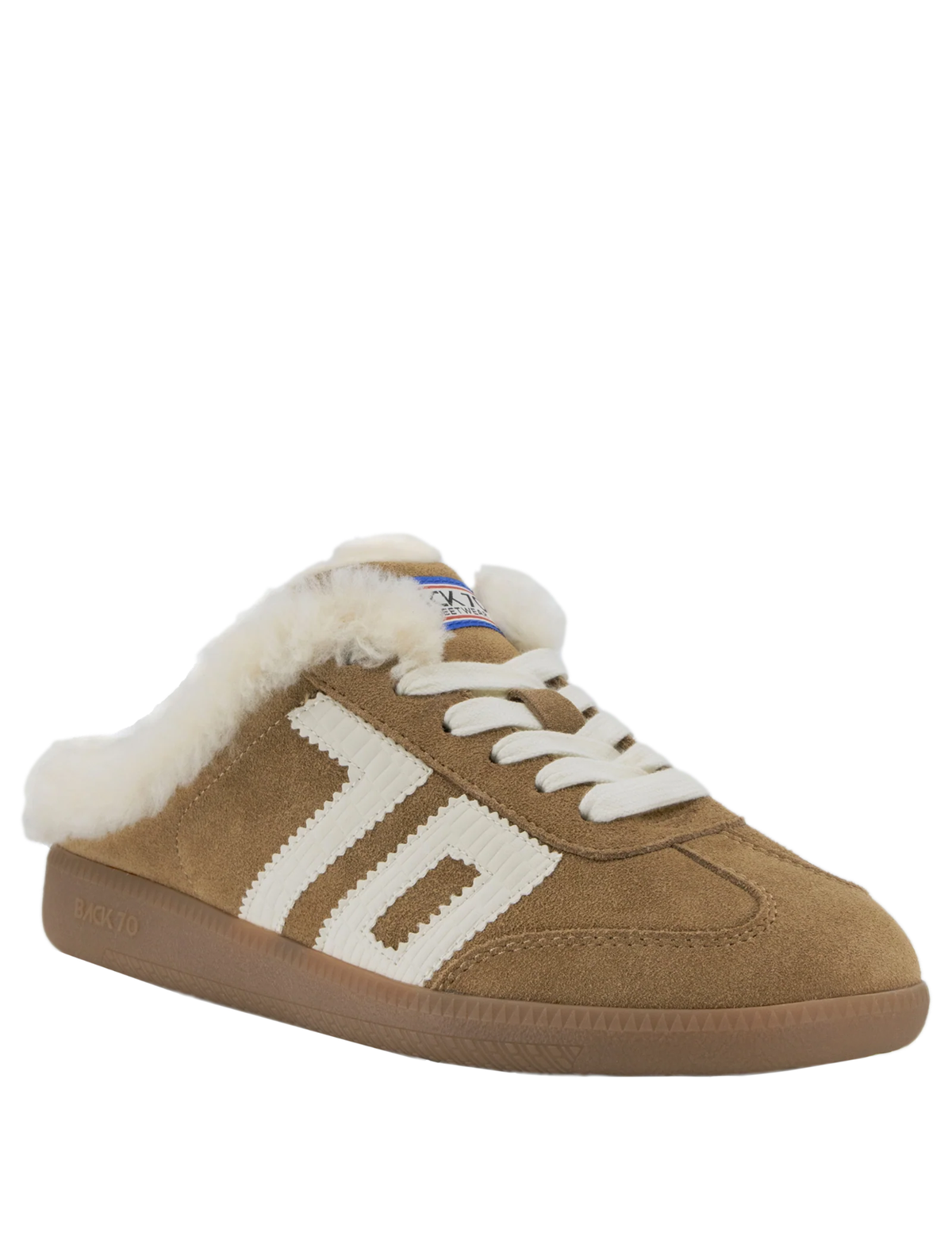 Easter Fuzzy Backless Sneakers, Tobacco/White